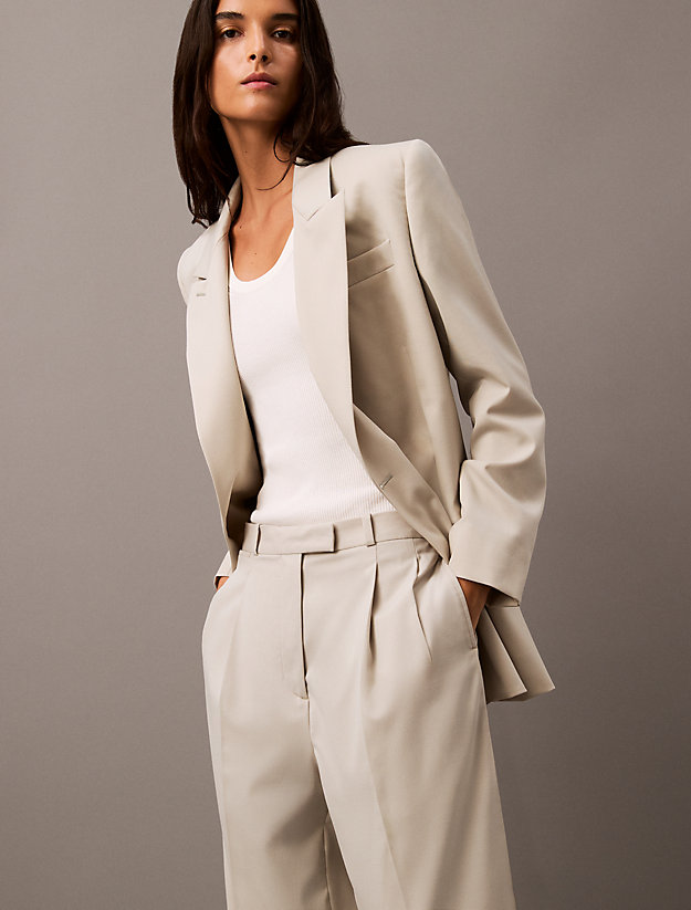 Pleated Wool Gabardine Blend Trouser