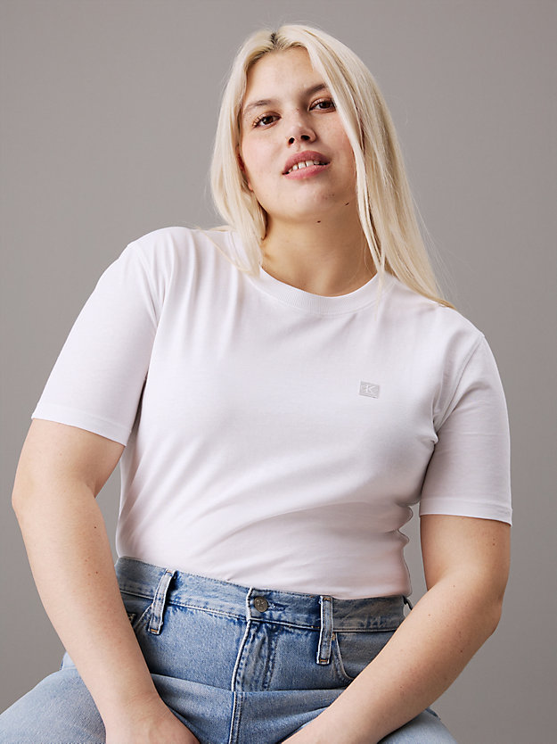 Plus Size Cotton Badge T-shirt