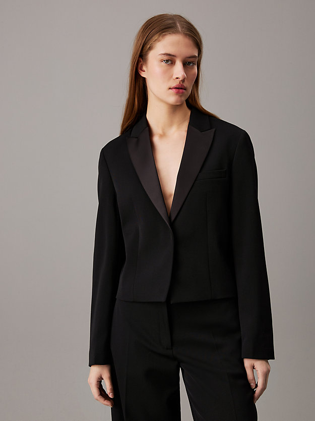 Wool Twill Tuxedo Blazer