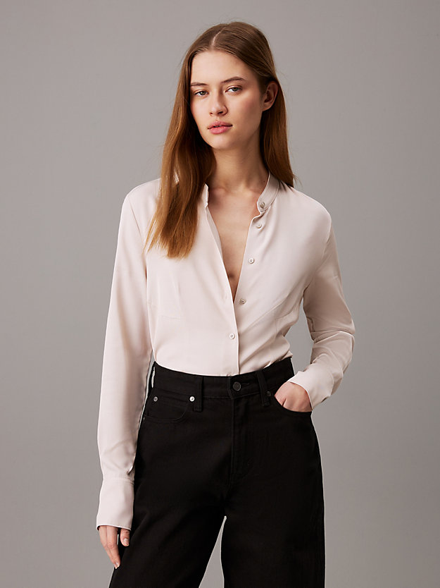 Viscose Twill Collarless Shirt