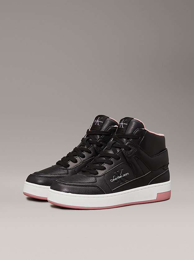 Faux Leather High-Top Trainers