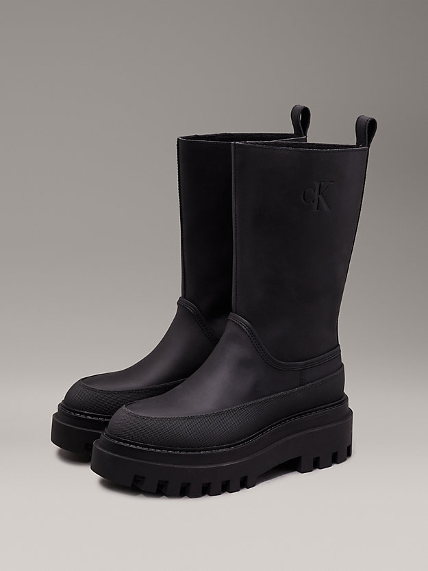 Leather Platform Rainboots