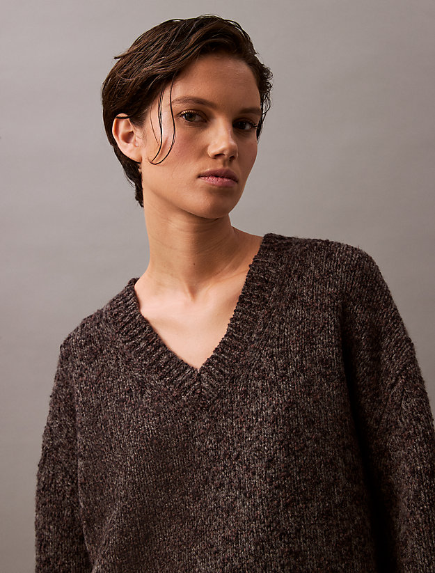 Melange Wool V-Neck Sweater