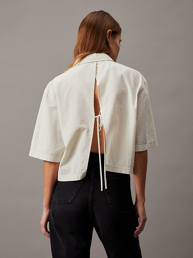 Cotton Seersucker Tie Back Shirt