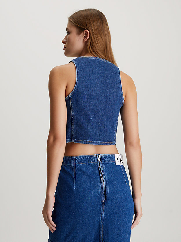 Cropped Denim Zip Up Top
