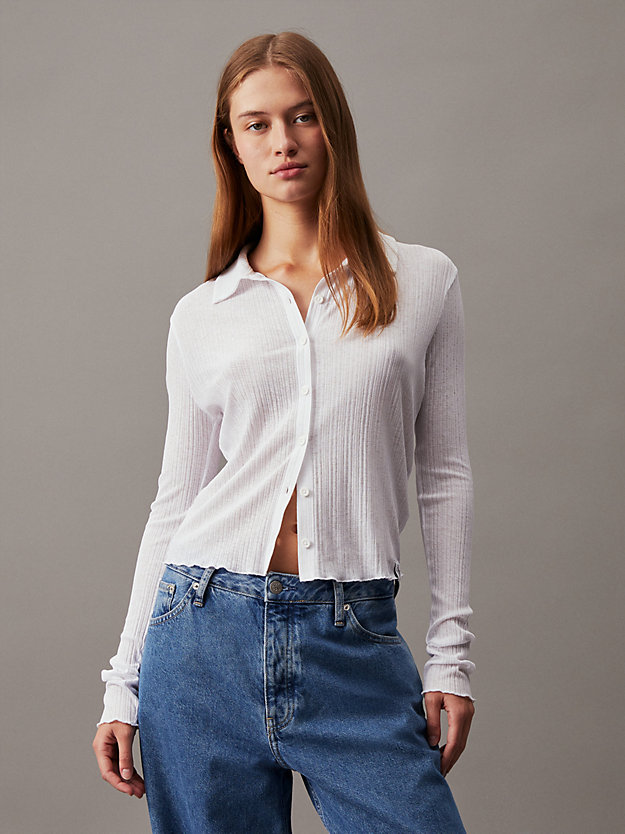 Sheer Ribbed Fitted Shirt
