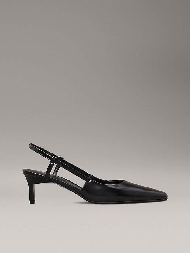 Leather Square Toe Slingback Pumps