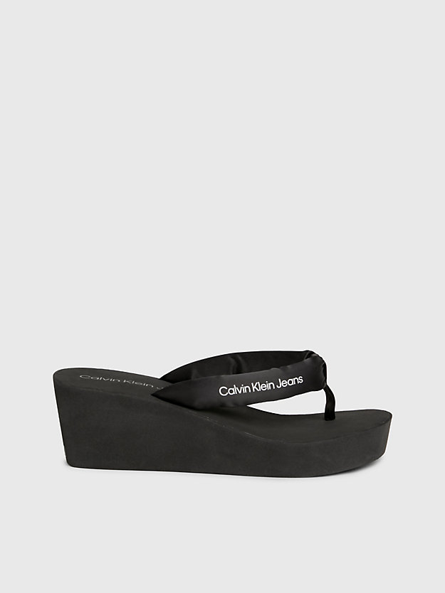 Satin Platform Wedge Flip Flops