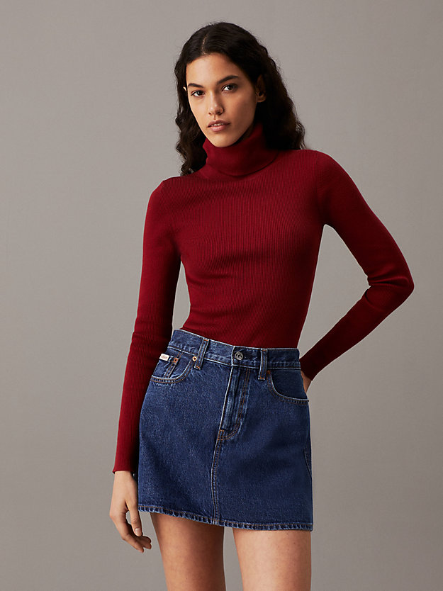 Slim Ribbed Roll Neck Jumper
