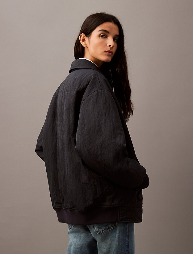 Crushed Nylon Bomber Jacket