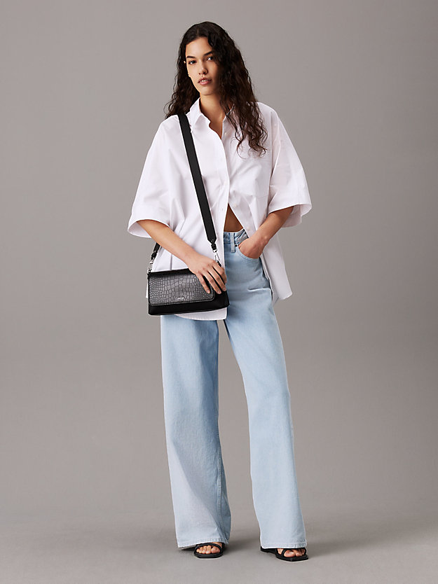 Croc Effect Convertible Shoulder Bag