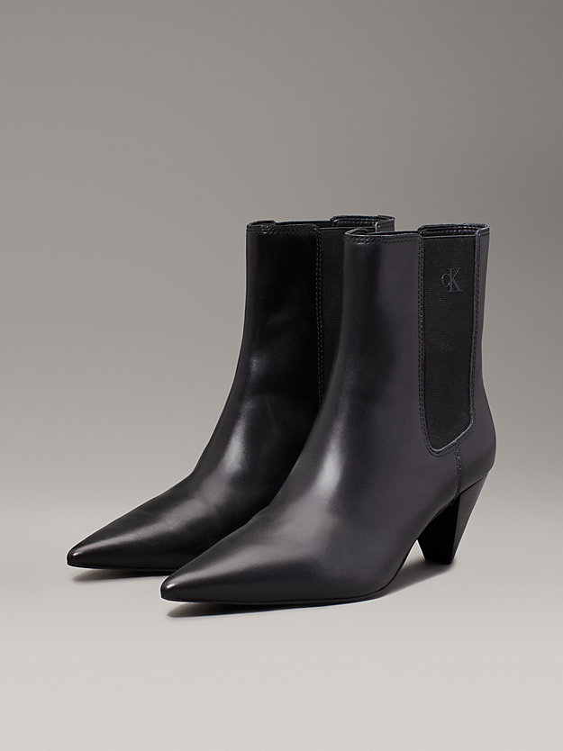 Leather Cone Heel Chelsea Boots