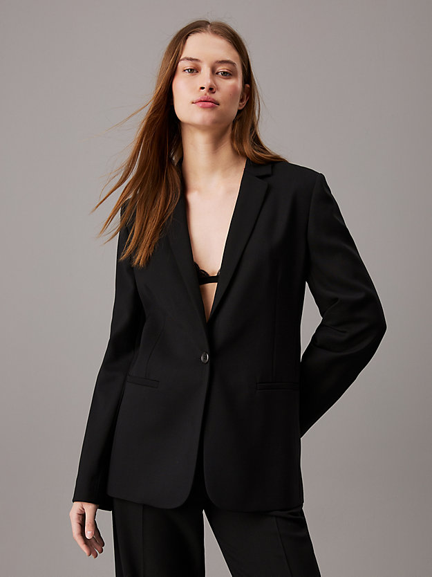 Wool Blend Stretch Blazer