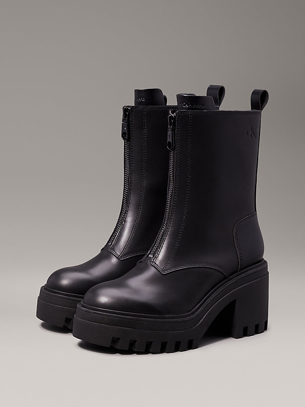 Leather Chunky Heeled Boots