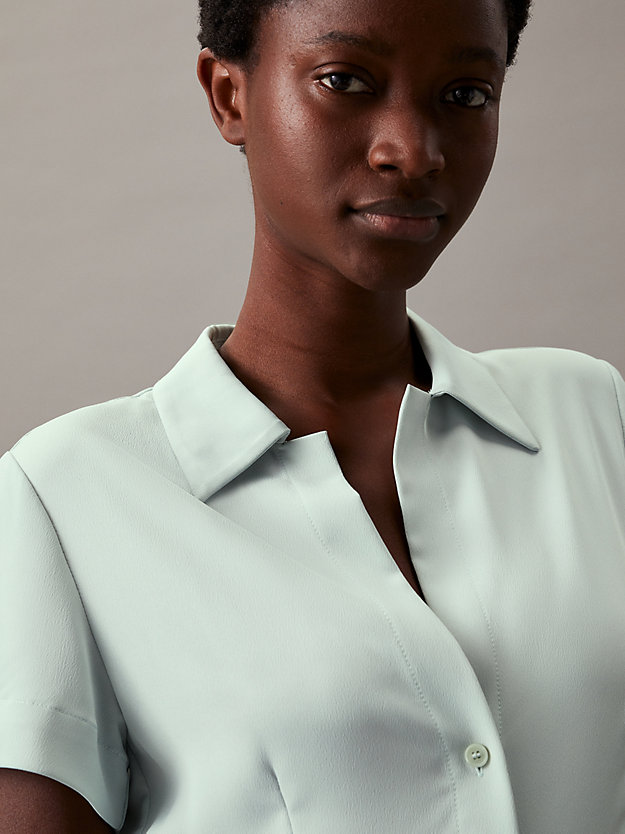 Relaxed Crepe Midi Shirt Dress