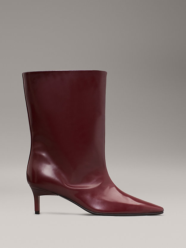 Leather Square Toe Heeled Boots