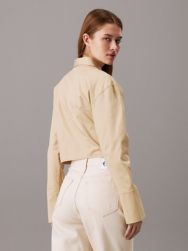 Slim Cropped Zip Up Shirt