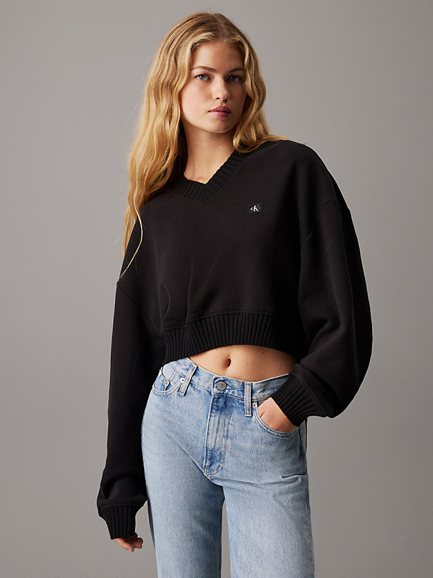 Cropped V-neck Sweatshirt