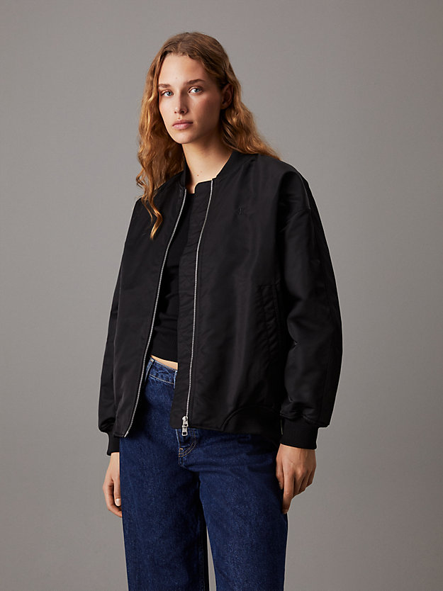 Relaxed Sateen Bomber Jacket