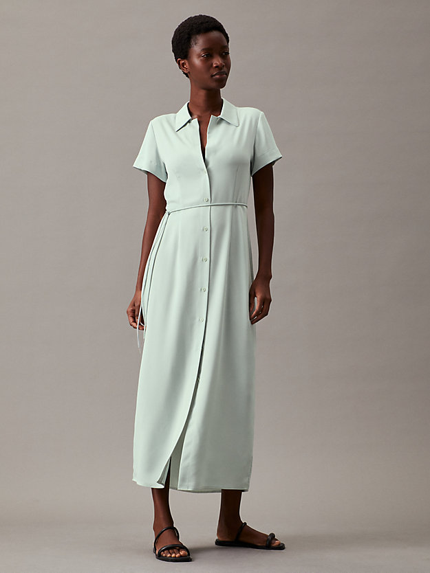 Relaxed Crepe Midi Shirt Dress