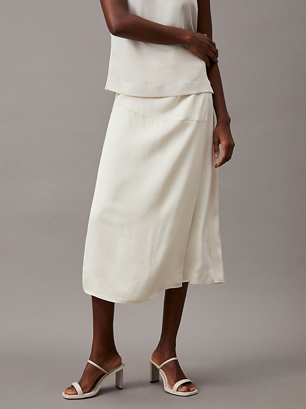 Shiny Satin Midi Wrap Skirt
