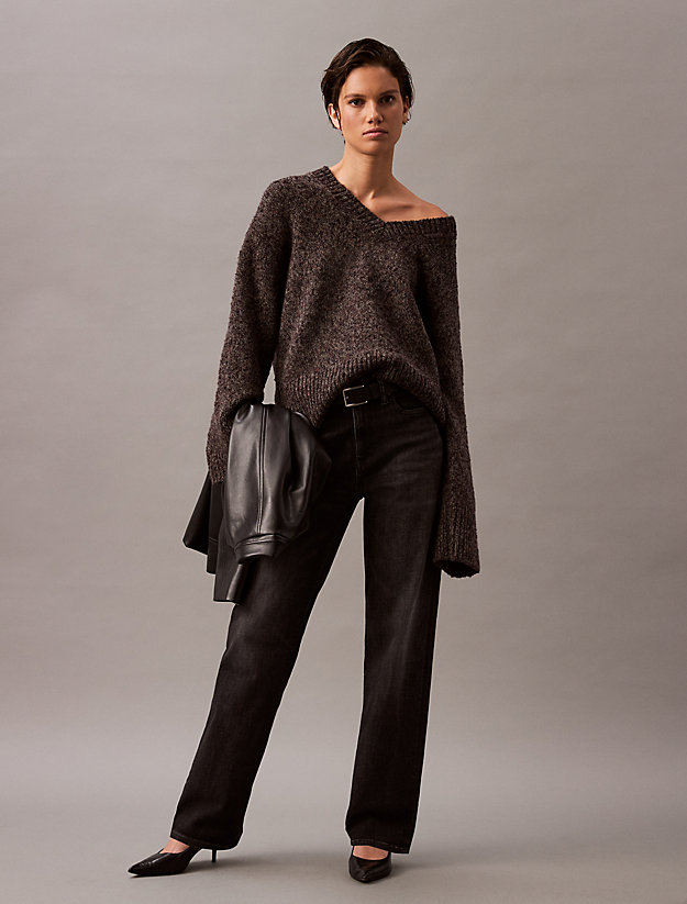 Melange Wool V-Neck Sweater