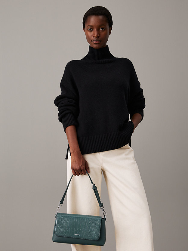 Croc Effect Convertible Shoulder Bag
