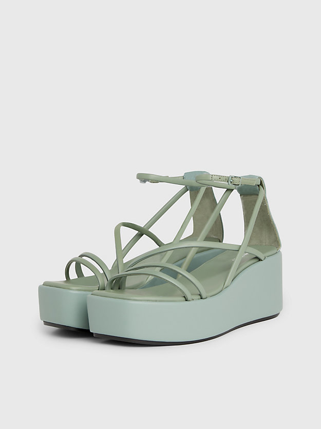Leather Platform Wedge Sandals