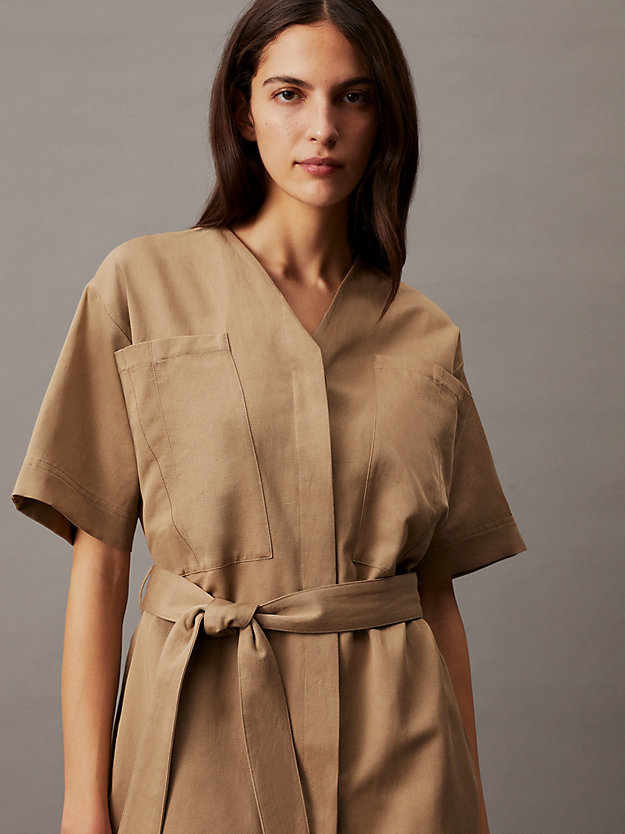 Oversized Linen Belted Shift Dress