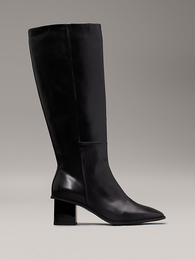 Leather Square Toe Knee Boots