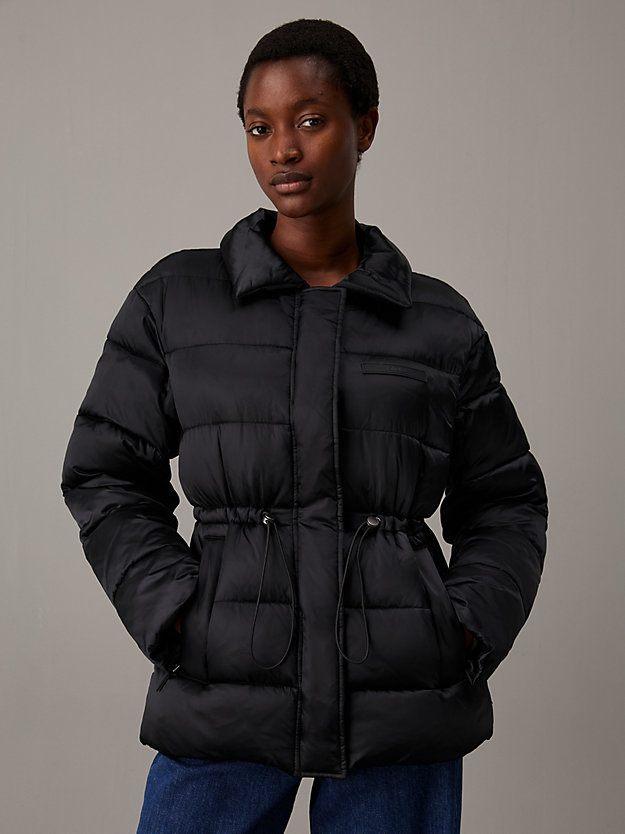 Padded Satin Drawstring Jacket