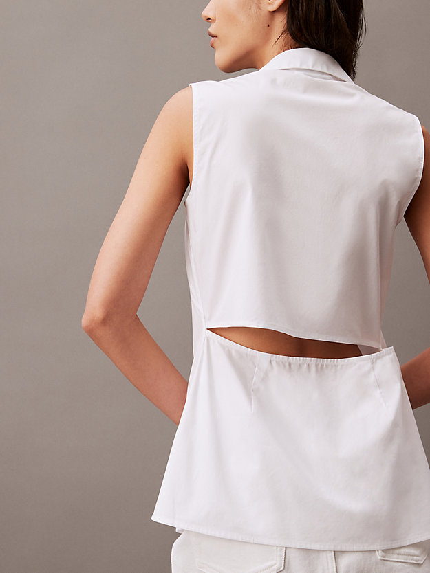 Stretch Poplin Cutout Top
