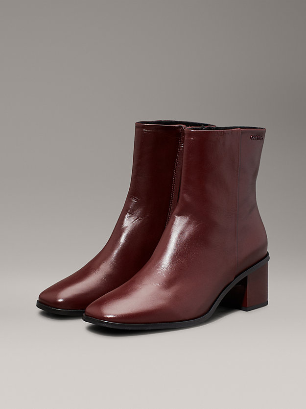 Leather Square Toe Ankle Boots
