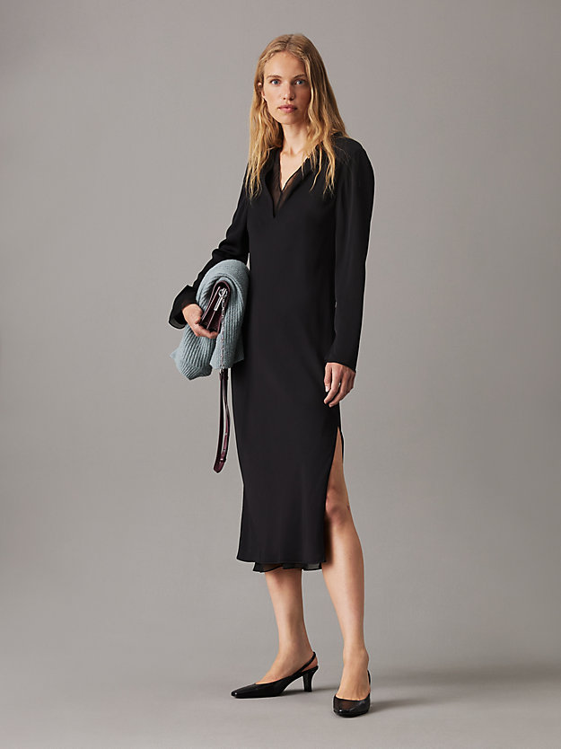Sheer Panel Shift Dress