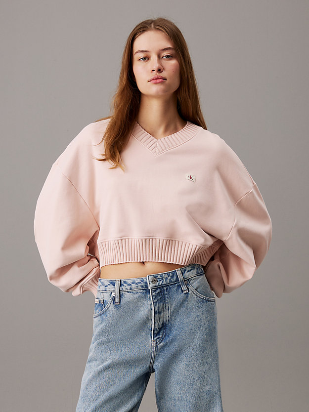 Cropped V-neck Sweatshirt