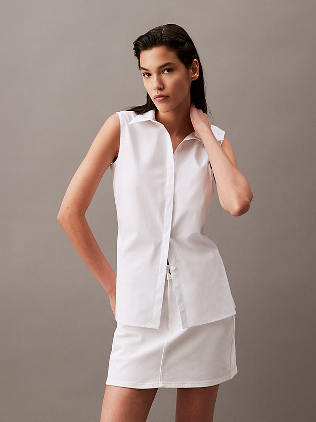 Stretch Poplin Cutout Top