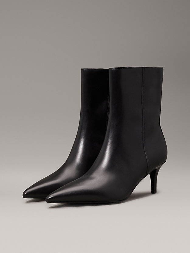 Leather Stiletto Kitten Heeled Boots