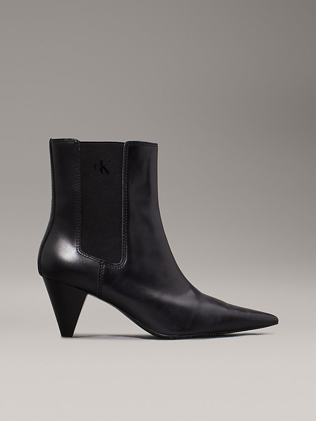 Leather Cone Heel Chelsea Boots