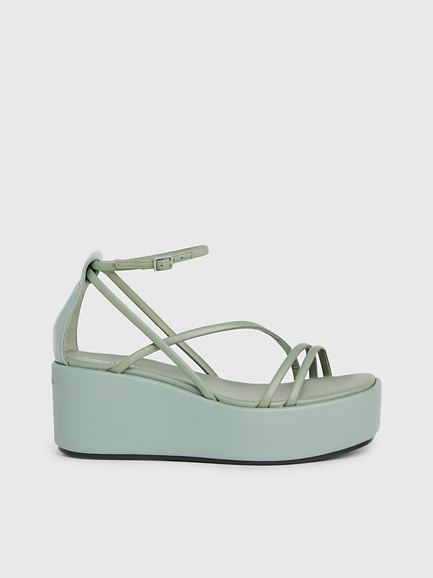 Leather Platform Wedge Sandals