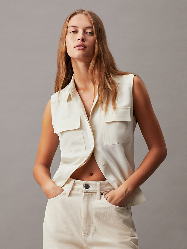 Sleeveless Sateen Blouse