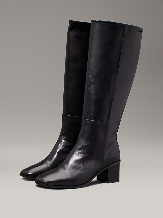 Leather Square Toe Knee Boots