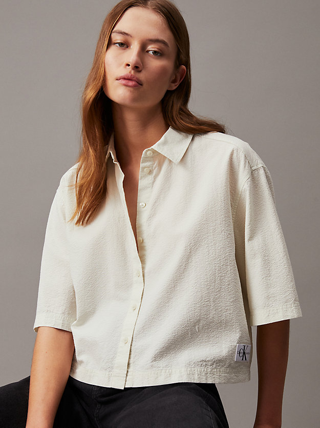 Cotton Seersucker Tie Back Shirt