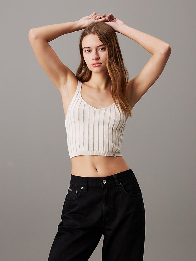 Plated Cotton Knit Bralette Top