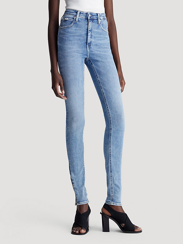 High Rise Super Skinny Zip Hem Jeans