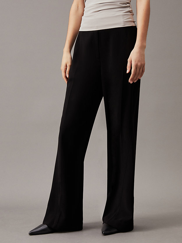 Wide Leg Twill Trousers