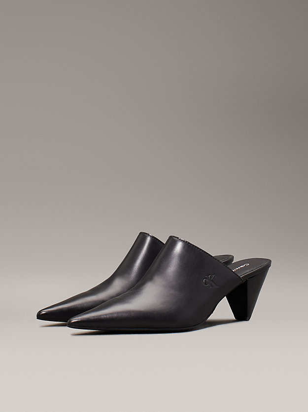 Leather Cone Heel Mules
