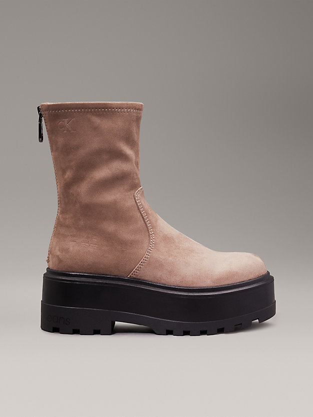 Faux Suede Platform Boots