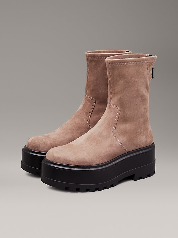 Faux Suede Platform Boots