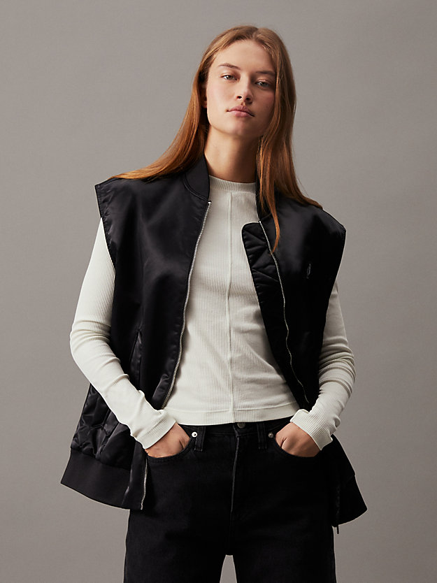 Relaxed Sateen Bomber Vest