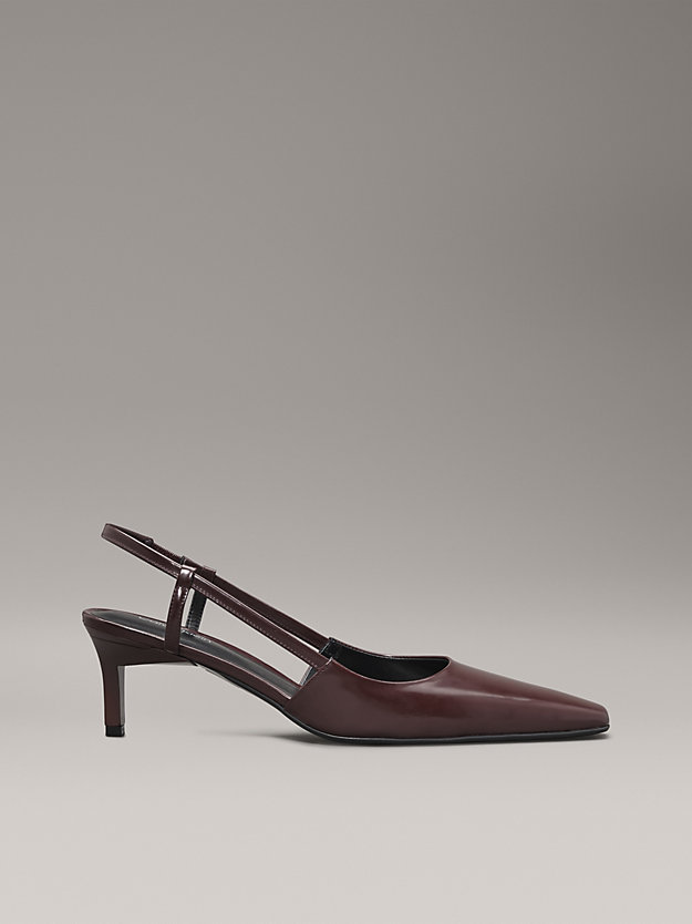 Leather Square Toe Slingback Pumps